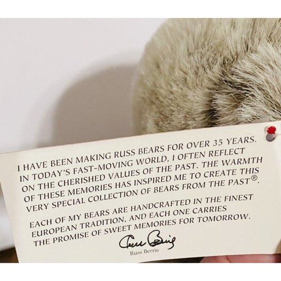 Russ Berrie Plush #100349 WESTLEY Bear Woven Texture Face Feet 12” tags Frosted - Picture 6 of 13